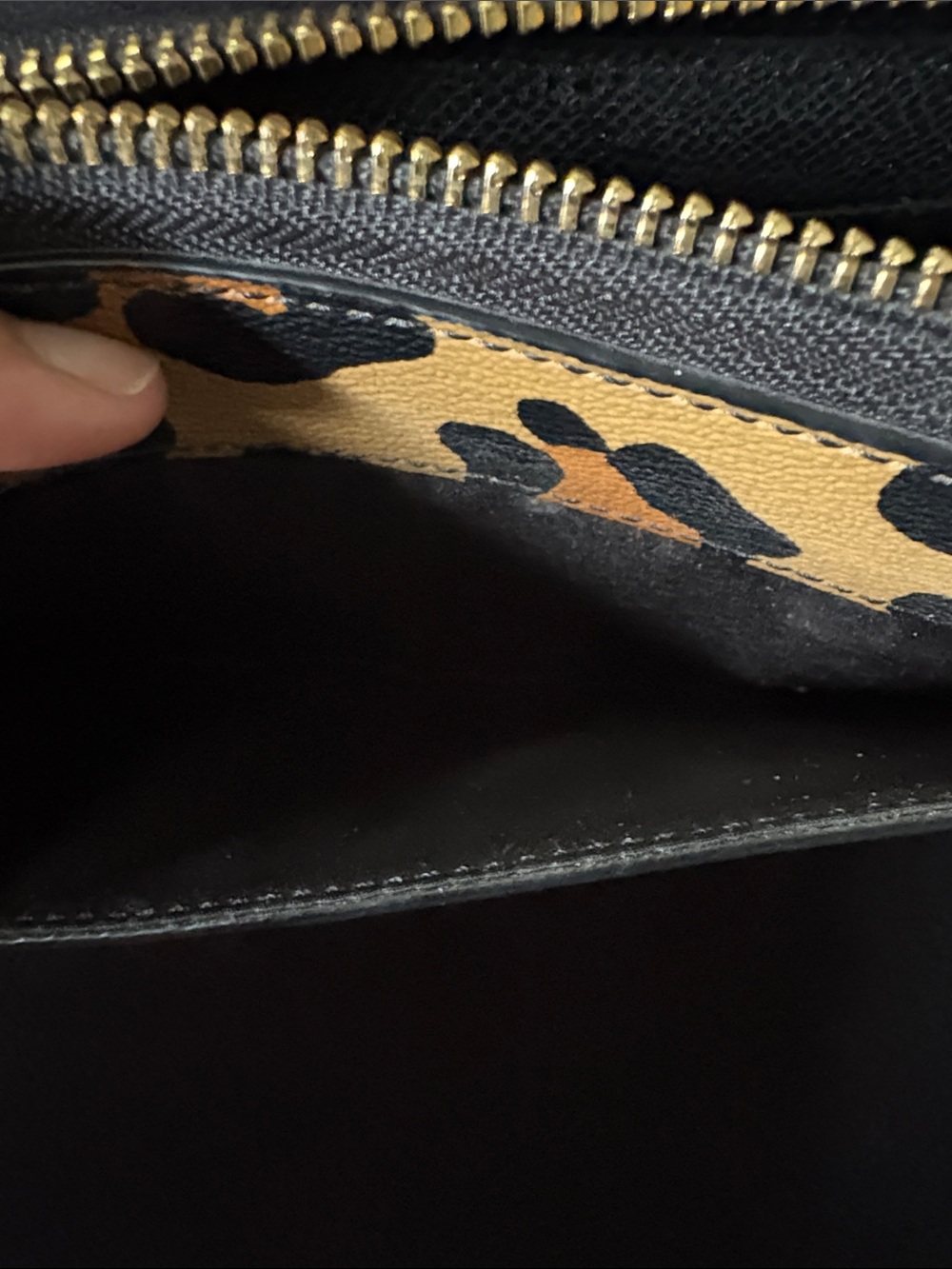 Coach Leopard Print Zip Long Wallet - Brown/Black - Picture 5 of 6